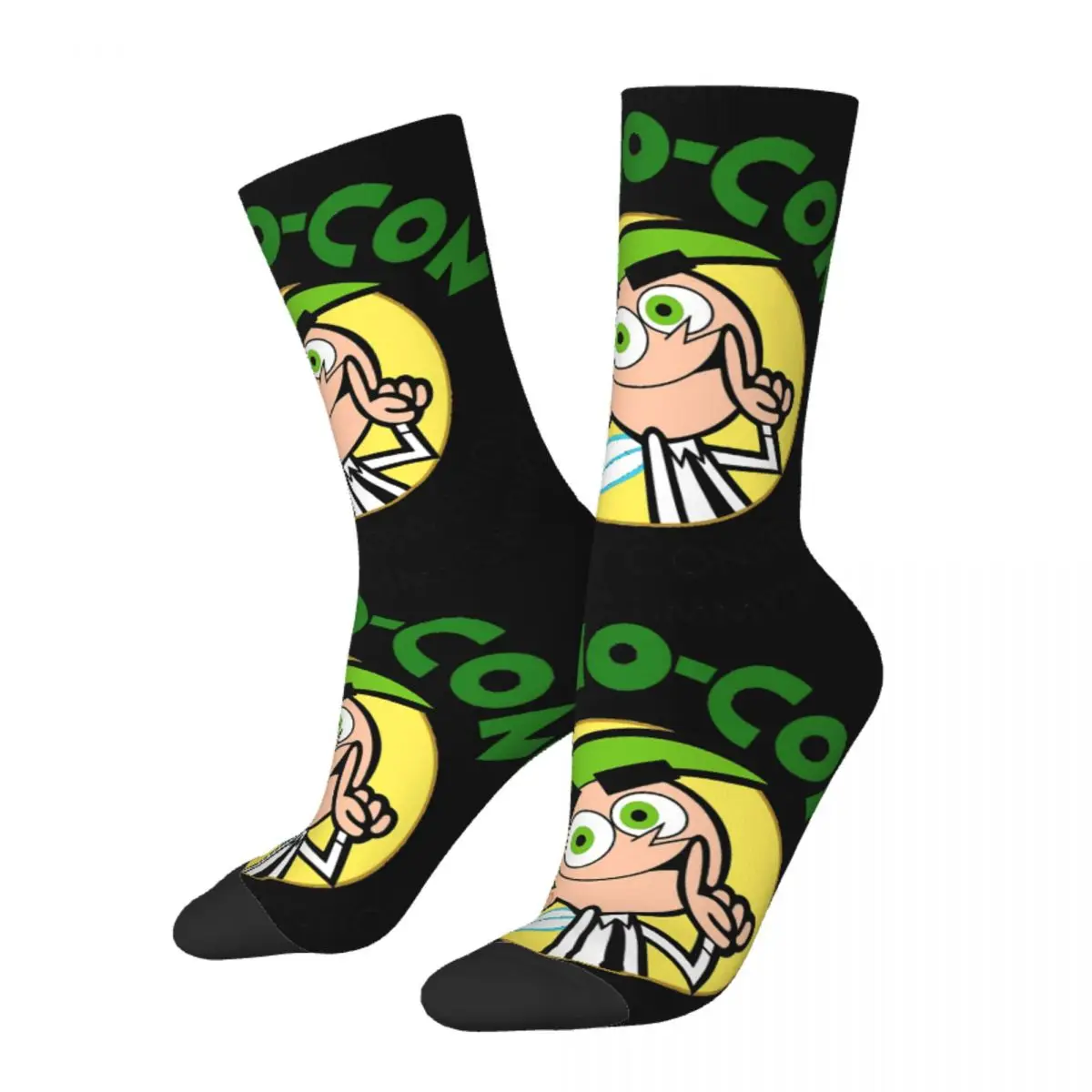 Funny Crazy Sock for Men Cosmo Con Hip Hop Vintage The Fairly Odd Parents Happy Seamless Pattern Printed Boys Crew Sock Gift