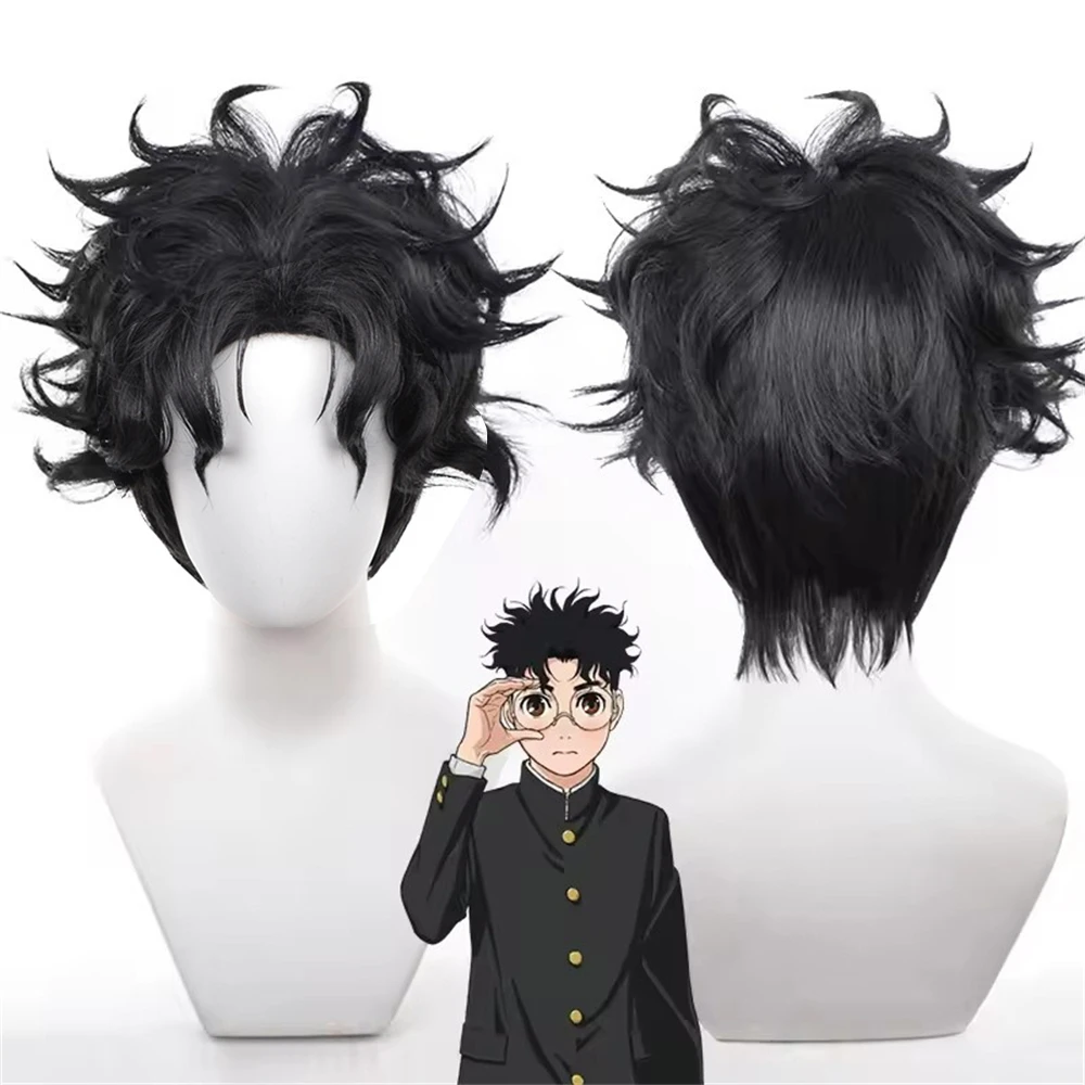 アニメケンタカクラコスプレウィッグ黒カーリーショートヘアハロウィンパーティー女性男性用小道具ウィッグ