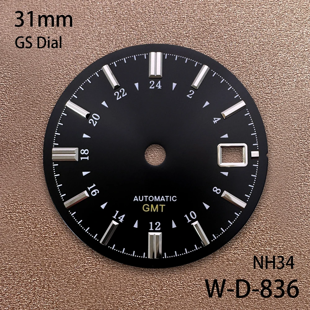 Esfera GMT con logotipo S/GS de 31mm, adecuada para movimiento japonés NH34/NH35, accesorios de modificación de reloj de alta calidad