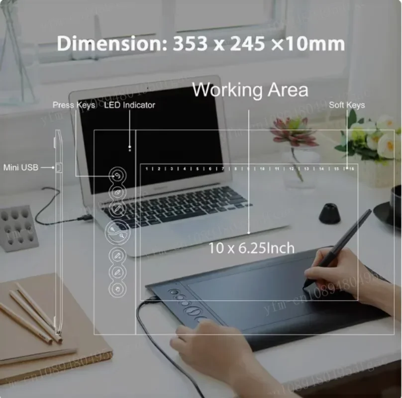 almohadilla de escritura Digital H610 Pro V2, para przenośnych, z 8 + 16 programatorów teclasowych, Mesa digitalizadora