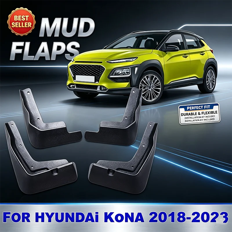 For Hyundai Kona 2018-2023 4PCS Mud Flaps Splash Guards Front Rear Wheel Fender Mudguards Car Exterior Protection Accessories