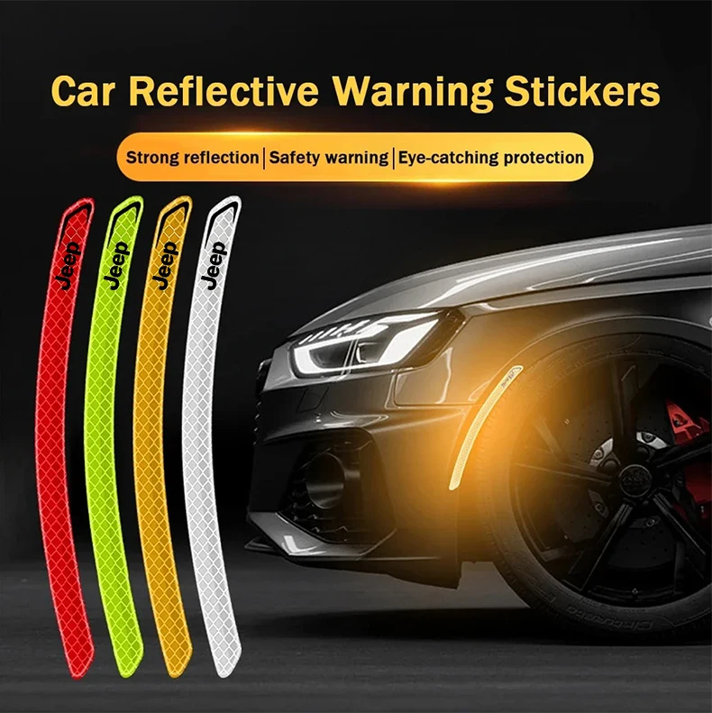 

2Pcs Car Reflective Warning Stickers Night Safety Luminous Decals for Jeep Wrangler Grand Cherokee Compass