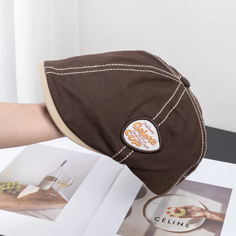 

Vintage Newsboy Cap Oversized Fit Solid Color Letter Embroidery Adjustable Baker Boy Hat for Big Head Circumference