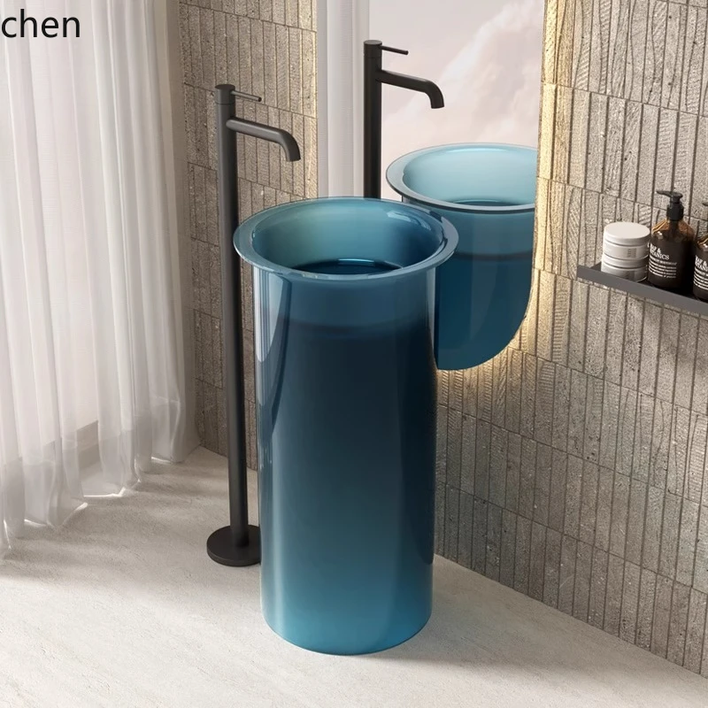 

ZML transparent resin washbasin floor-to-ceiling column basin hotel bed and breakfast bathroom project washbasin