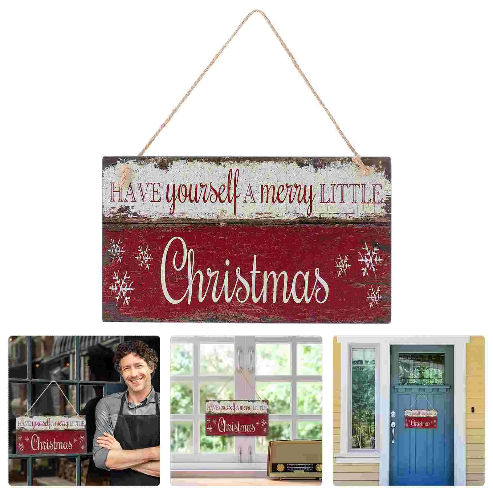 

Holiday Door Decoration Decorative Plank Vintage Board Hanging Accessory Outdoor Christmas Decorations