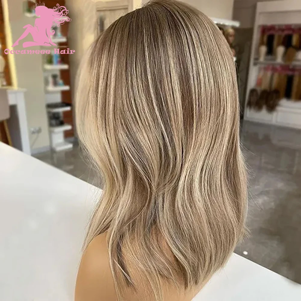 Cabelo humano cheio de renda marrom destaque loira perucas de cabelo virgem brasileiro 13x4 13x6 360 peruca frontal pré-selecionado hd renda transparente