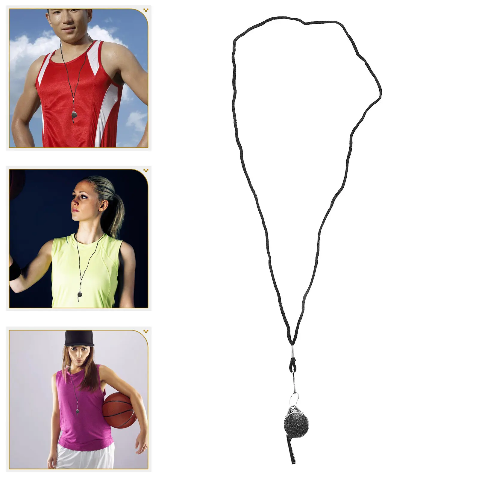 Loud Stainless Steel Whistle Multi-Use Emergency Survival Sports Whistle with Lanyard for Referee Soccer Teacher Lifeguard