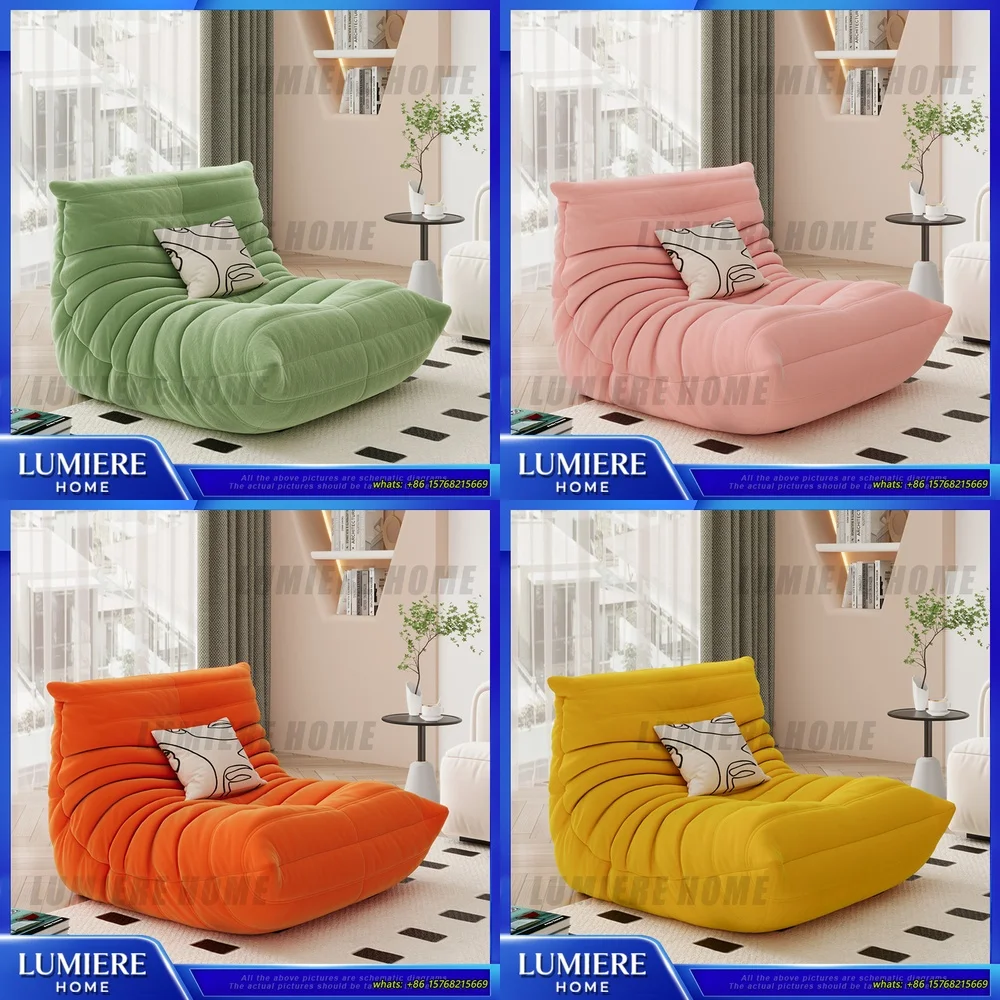 

Modern Lounge Chair for Living Room Togo Style Faux Fur Lazy Sofa Single Seater Recliner for Home Nap Rest Comfortable