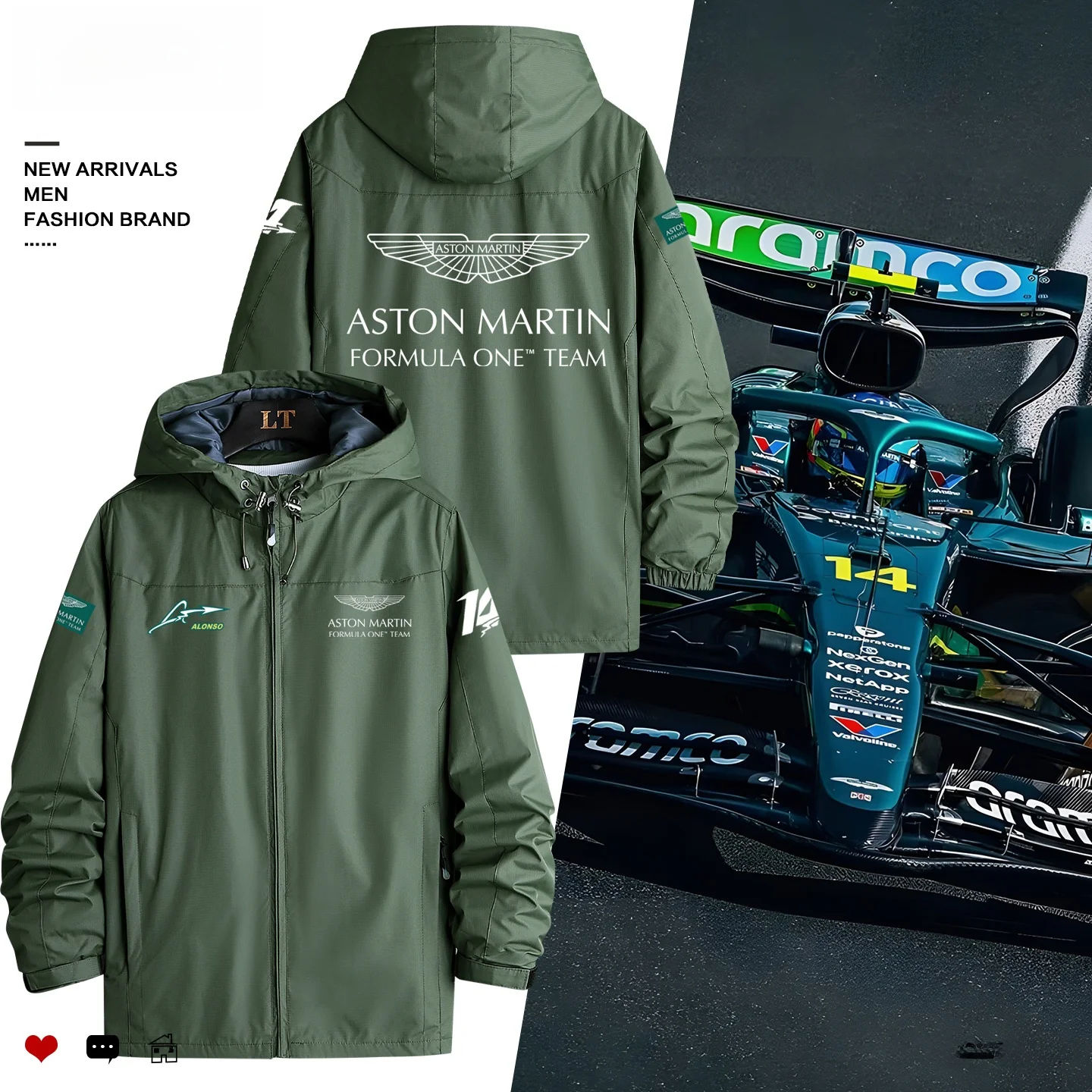 

Мужская куртка-трансформер Aston Alonso F Racing T из полиэстера с ветрозащитой, на молнии, с декоративными элементами, приталенного кроя