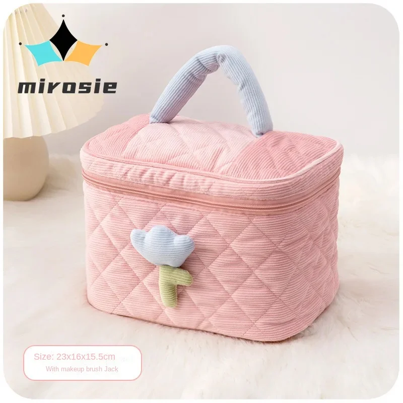 

MIROSIE Large Capacity Cute Handy Portable Travel Makeup Bag with Ins Style High-Value and Cute Cosmetic Storage Bag for Women