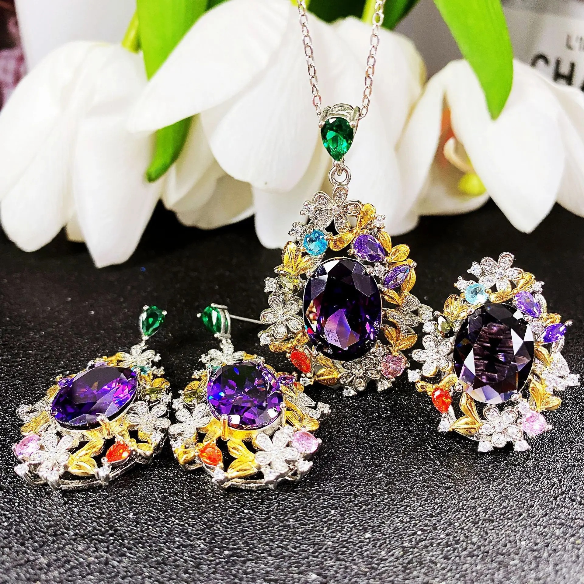 

Новый двухцветный золотой кулон с секретным садом, роскошное кольцо с бриллиантом и аметистом, яркие серьги с цветком, оптовая продажа