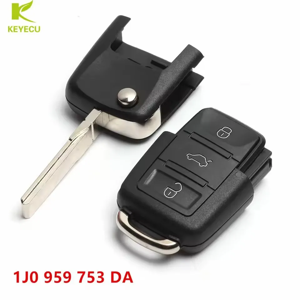 KEYECU Ersatz-Flip-Remote-Key 3 Tasten 434 MHz ID48-Chip für Volkswagen Golf Passat Polo Seat Skoda 1J0 959 753 DA – Detail 1