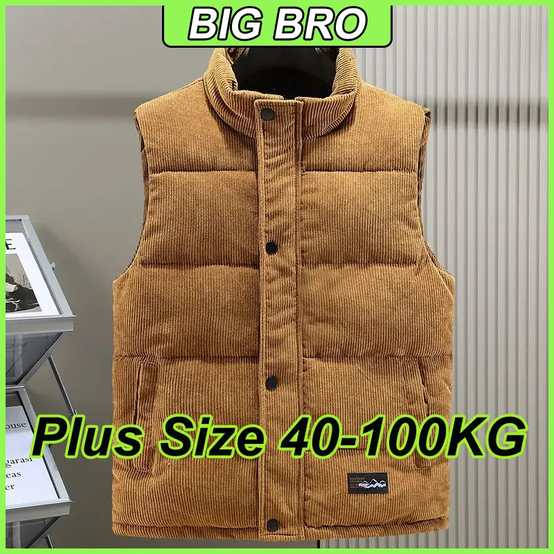 

Padded Vest Men Zipper Plus Size Winter Thick Warm Corduroy Sleeveless Jacket Male Casual Waistcoat Work Wear Coat Male Clothing
