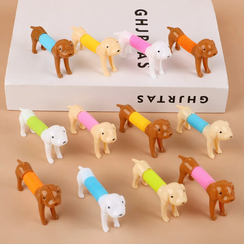 

12pc Novelty Spring Dog Pop Tubes Sensory Gift Stress Relieve Bellows Gift Adult Anti-stress Squeeze Gift Carnival Birthday Gift