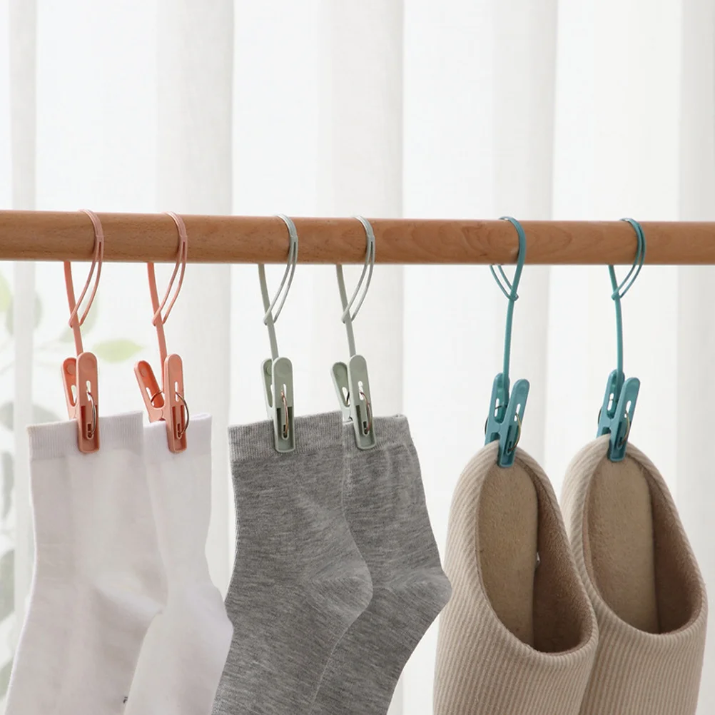 

12pcs Windproof Clothes Drying Clips Plastic Quilt Clamps With Rope For Towels Blankets Swimsuits Laundry Hanging Use