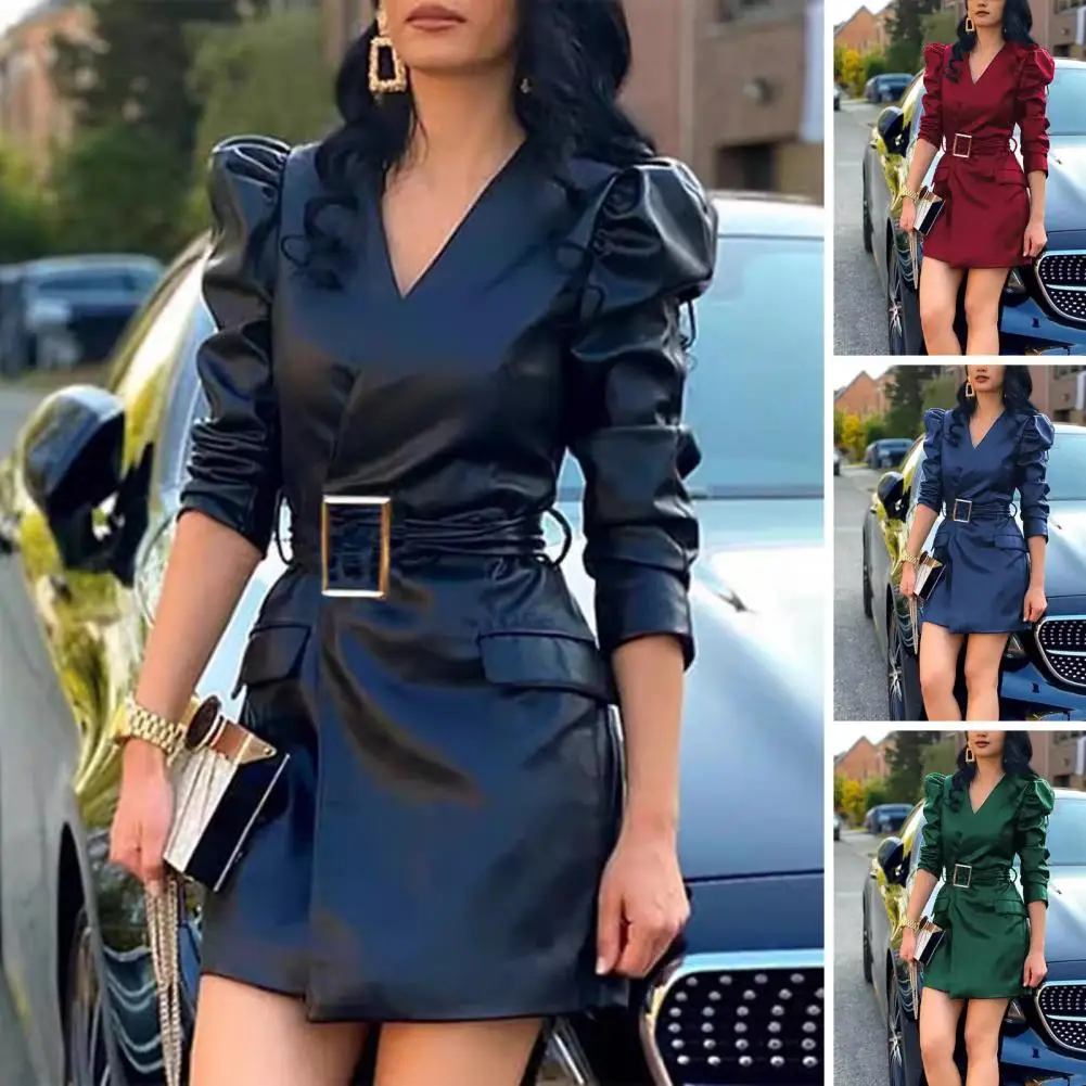 Pu Faux Leather Tube Mini Dress For Women Bodycon Sexy Streetwear Party Club Clothing Outfits Festival office lady dress