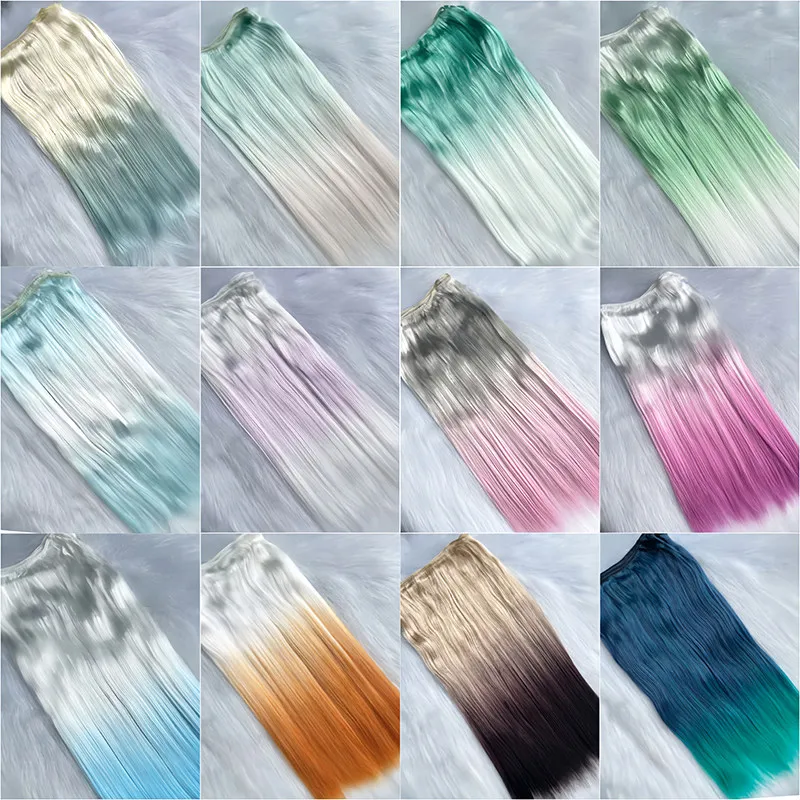 35cm Milk Silk Wig Hair Weft Gradient Color DIY Dyeable Hair Extension for BJD Doll Cotton Doll Gradient Milk Silk Hair Weft