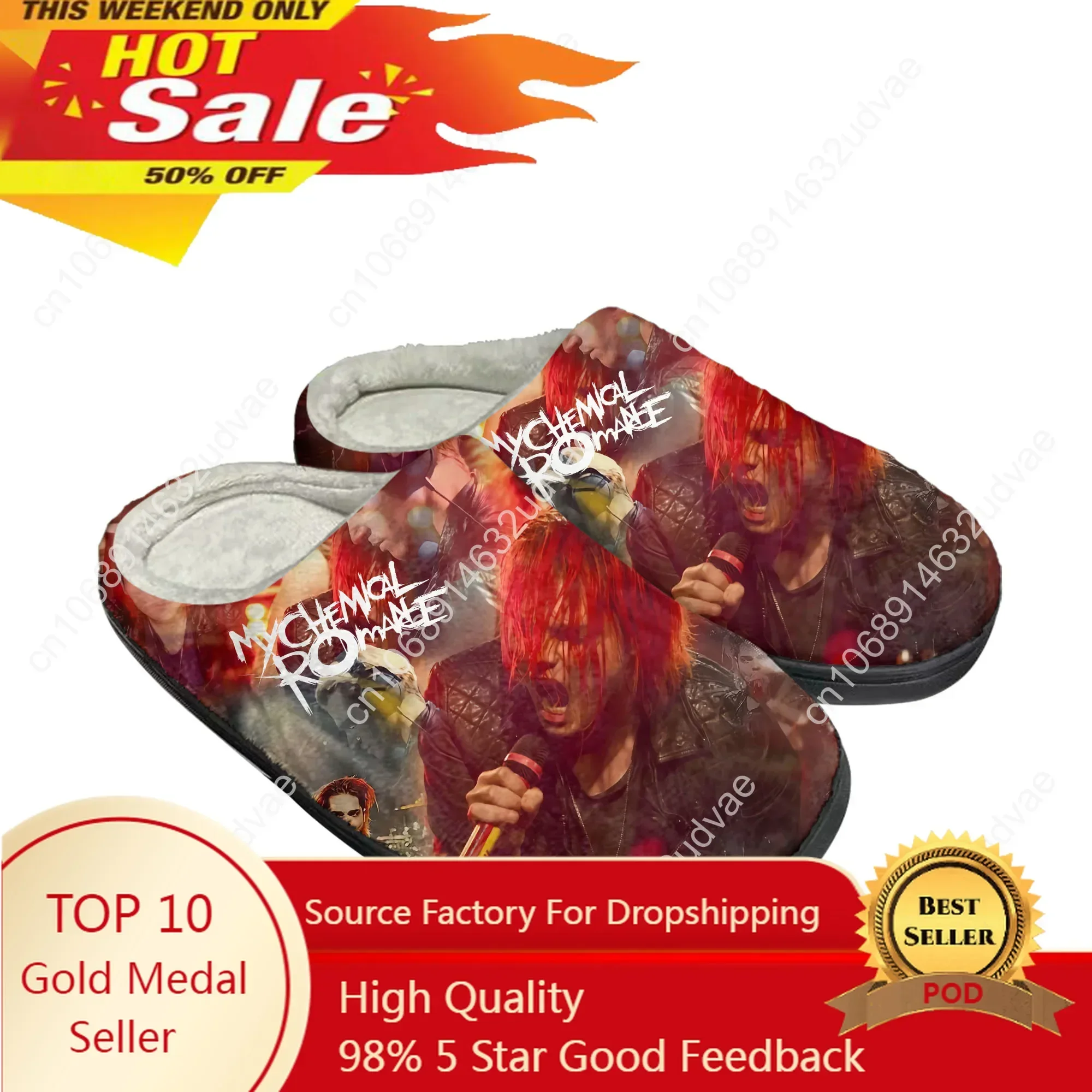 

My Chemical Romance Rock Band Home Cotton Custom Slippers Sandals Plush Casual Keep Warm Mens Women Shoes Couple Thermal Slipper