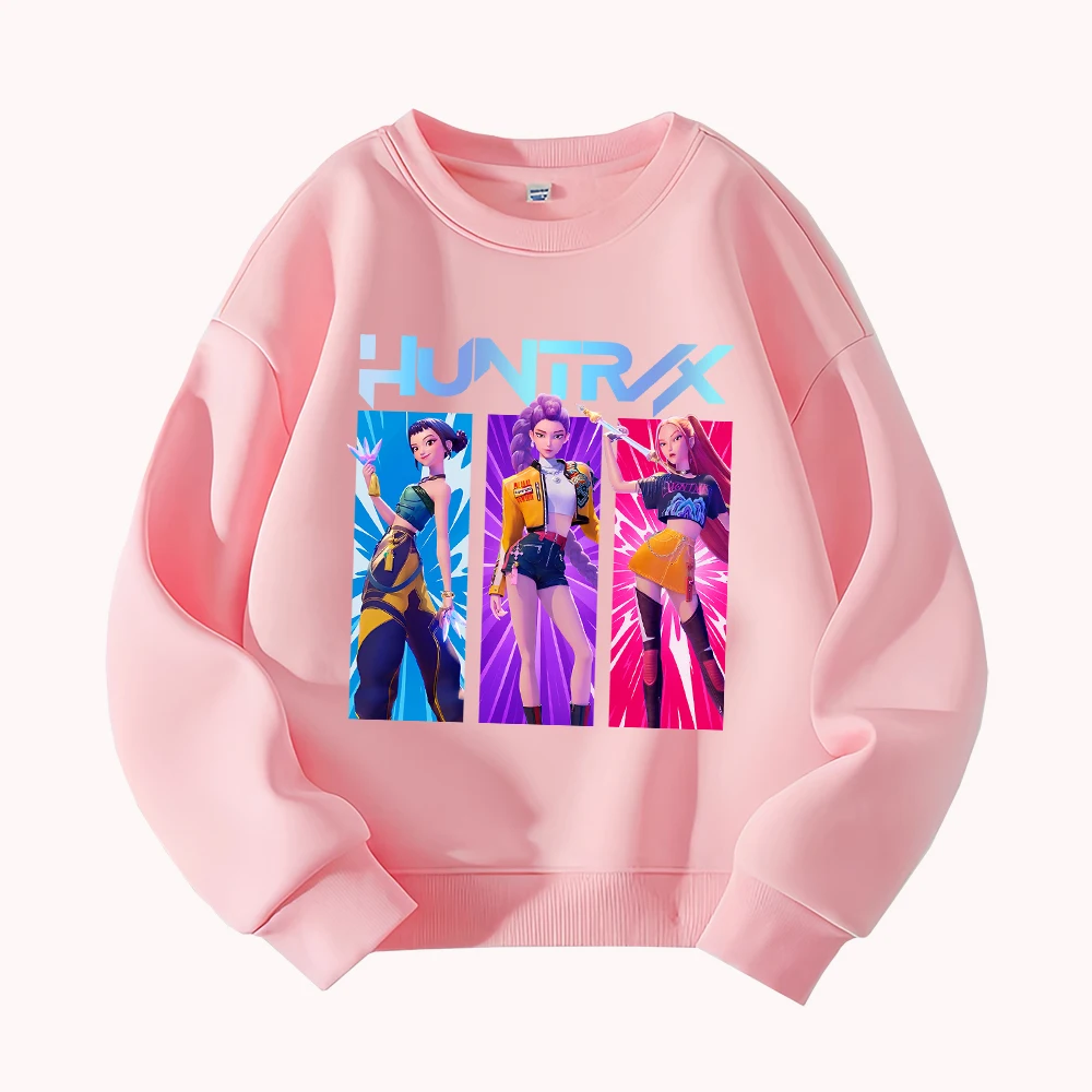 

HUNTRX Official Character Print Round Neck Sweatshirt Casual Fashion Women's Long Sleeve Pullover Top