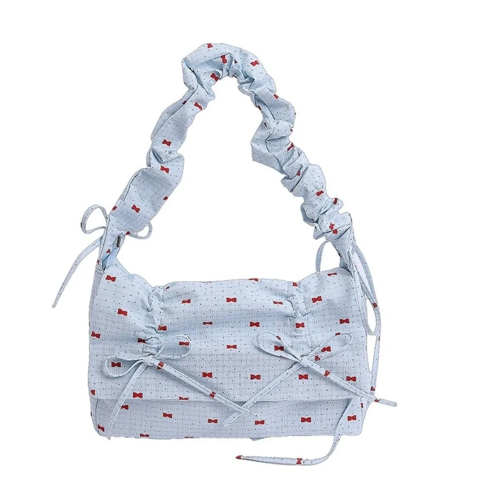 

Fashion Korean Bow Ribbons Bag Y2k Leisure Pleated Shoulder Bag Versatile Sweet Women's Underarm Bag Handbag