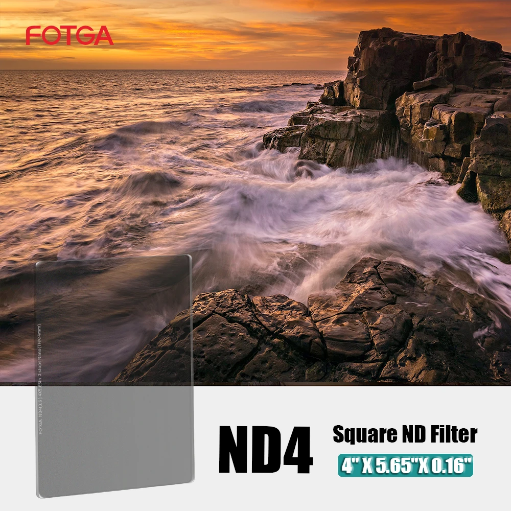 Fotga Square ND Filter 4x5.65 ND4/ND8/ND64/ND1000 4mm Square Neutral Density Filter Double-sided coated Optical Glass Filter