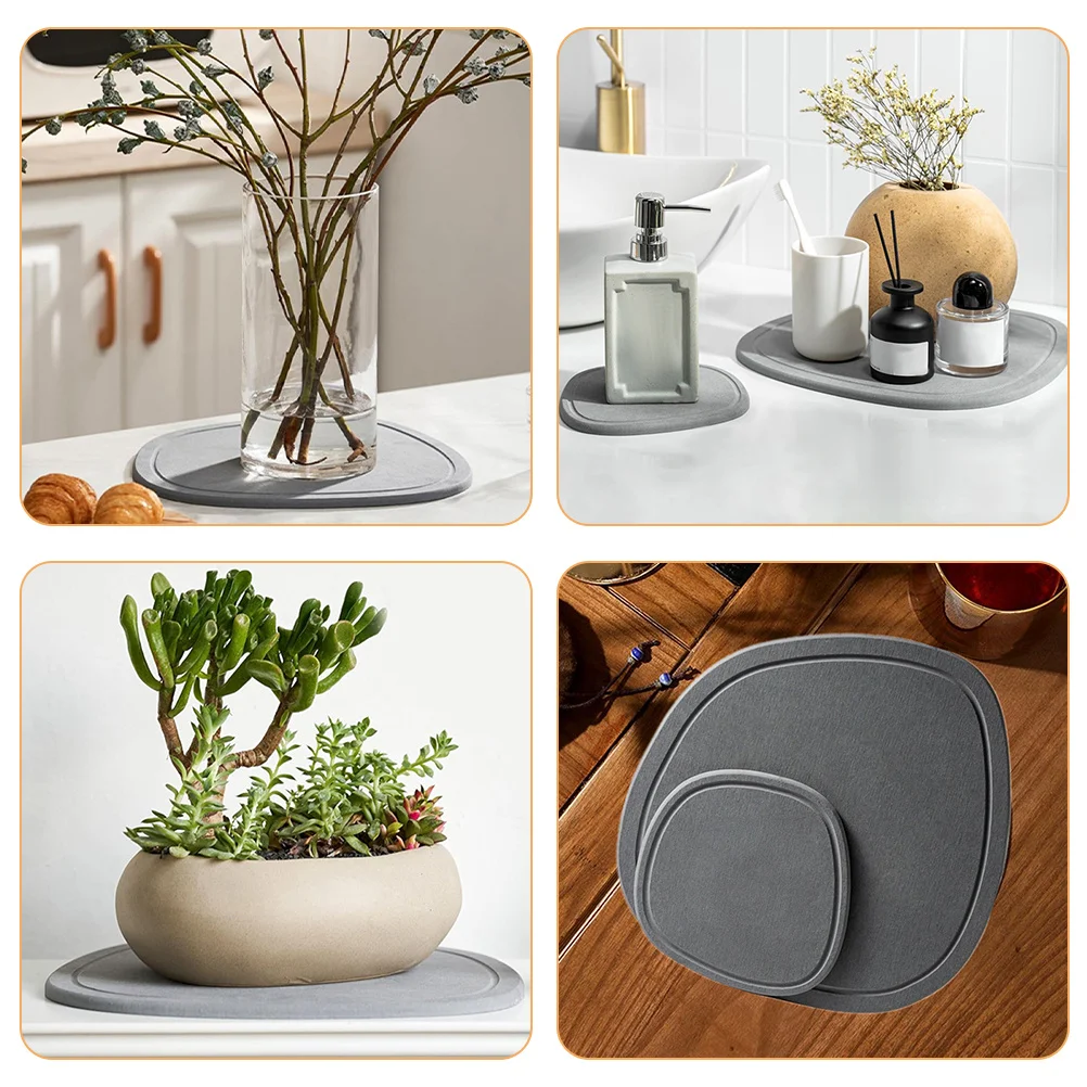

2Pcs Flower Pot Saucers Diatom Mud Plant Tray for Indoor Outdoor Use Water Drainage Catcher Prevents Leakage Soil Spillage