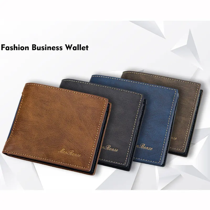 New men\'s wallet short fashionable casual spliced multi card slot three fold bag men\'s wallet business wallet