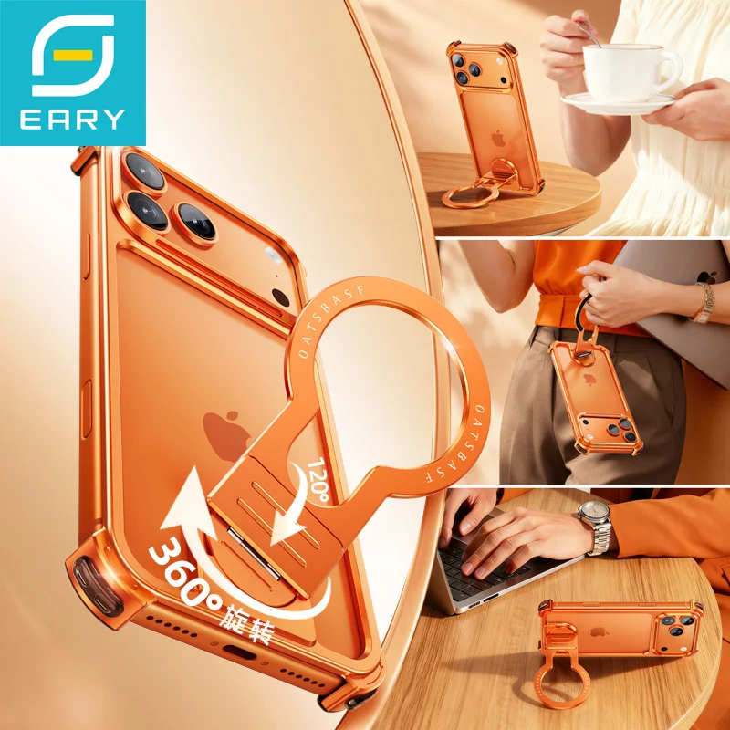 

Eary Magnetic Case for iPhone 17 Pro Max With Rotating Stand for MagSafe Wireless Charging Original Feel Frameless Phone Cover