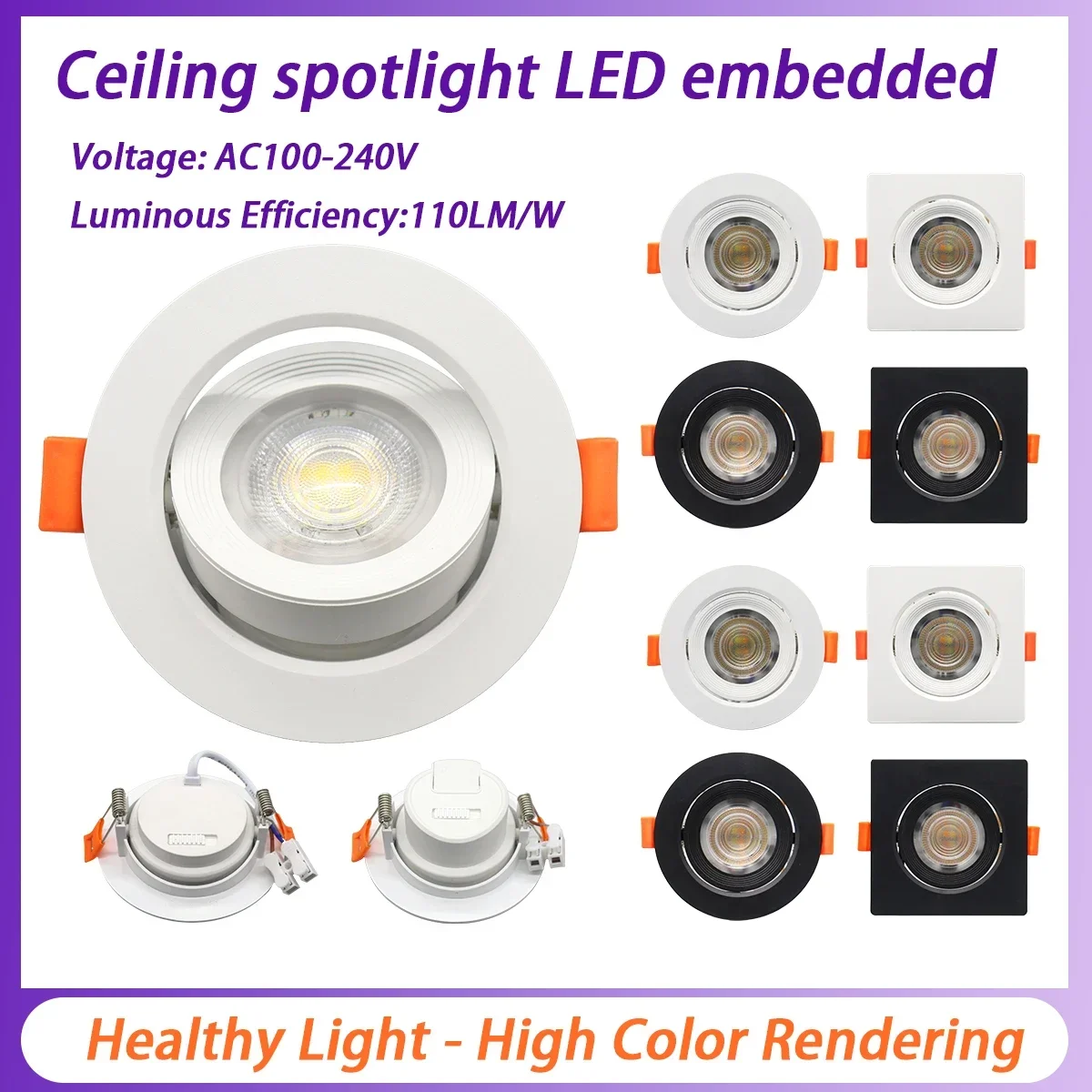 1-10pcs Spot Led Downlight CCT 3000/4000/6500K Anti-glare Ceiling Lamp Foldable Spotlights for BedRoom Bathroom Surface Mounted