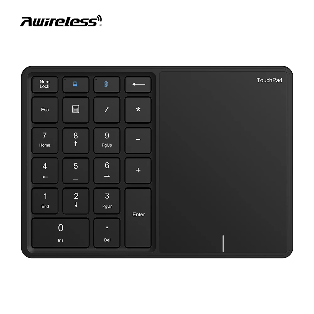 Bluetooth Number Pad 2 in 1 22 Keys 2.4G Wireless Numeric Keypad Numpad with Touchpad Trackpad for Laptop PC