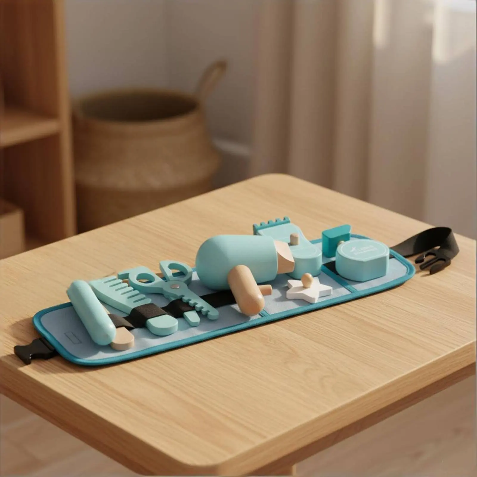 Career Role Play Waist Bag Set Early Education Wooden Role Play Tool Kit Simulation Occupation Tool Belt Toy Develops Fine