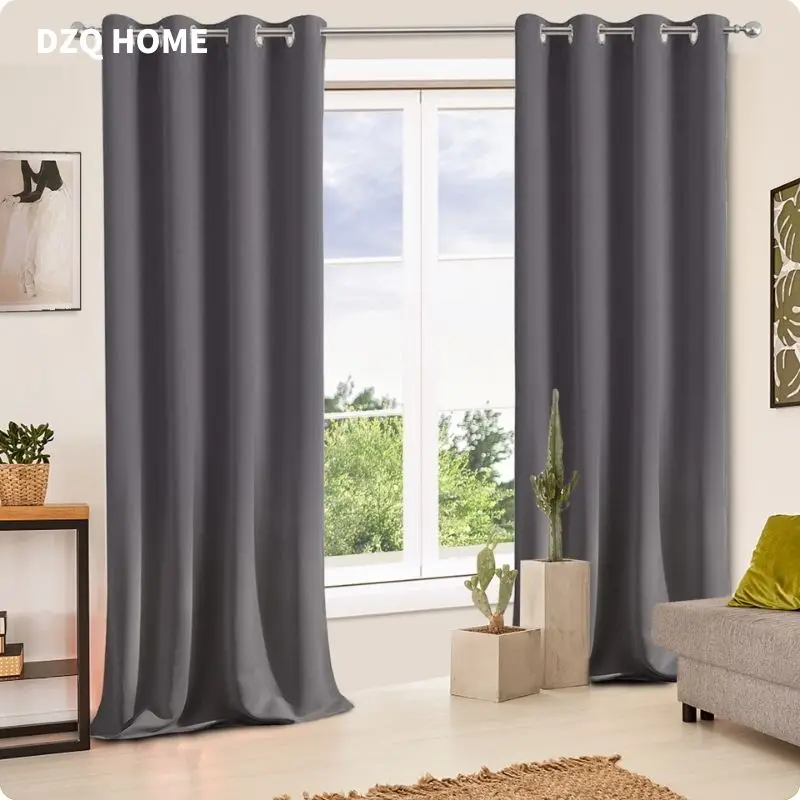 DZQ Solid Color Windows Blackout Curtains For Living Dining Doom Bedroom Design Waterproof Outdoor Sunshine Screen Curtain