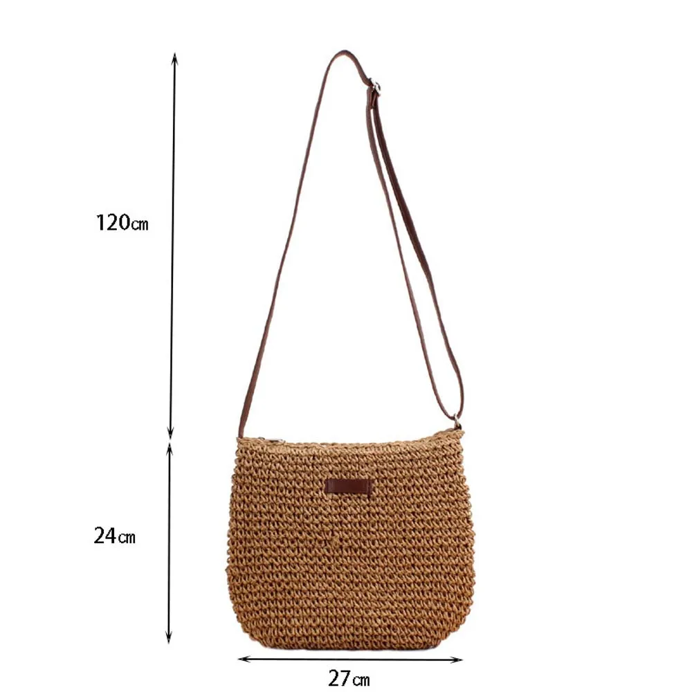 Straw Knitted Purses and Handbags Women Beige Shoulder Bags Summer Holiday Raffia Woven Side Bag Ladies Crossbody Beach Bags