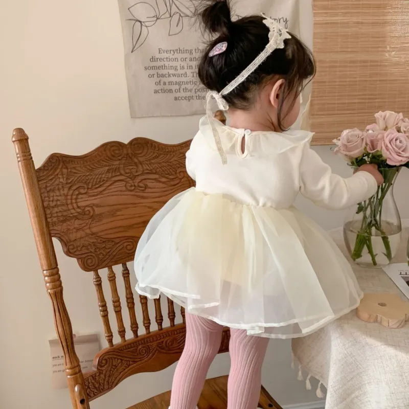 Newborn Baby Girl Tulle  Romper TUTU Dress Infant Toddler Lace White Puff Vestido Birthday Marry Spring Summer Baby Clothes 0-2Y