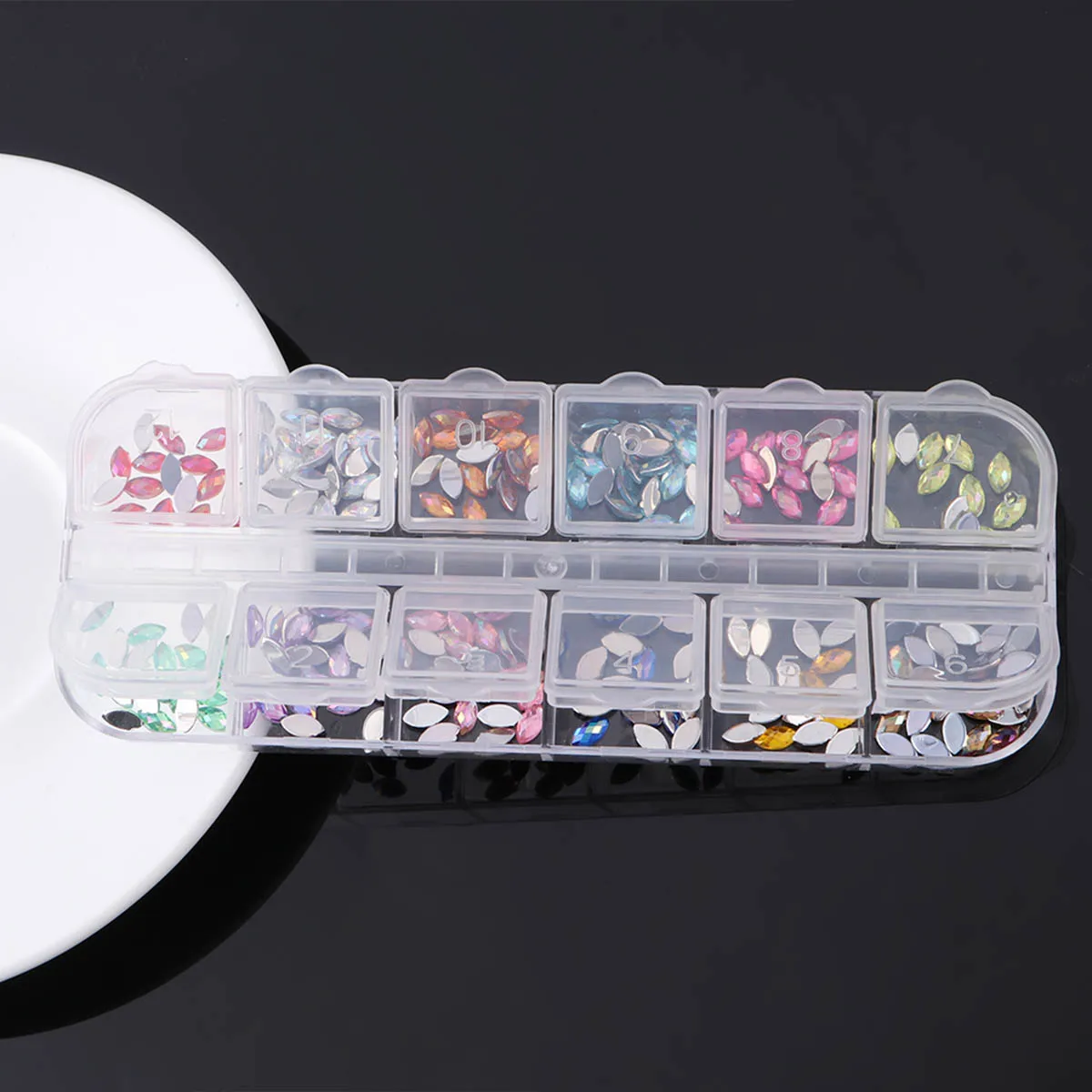 

12 Colors Nail Gems Decorations Art Crystal Assorted Rhinestones Shiny