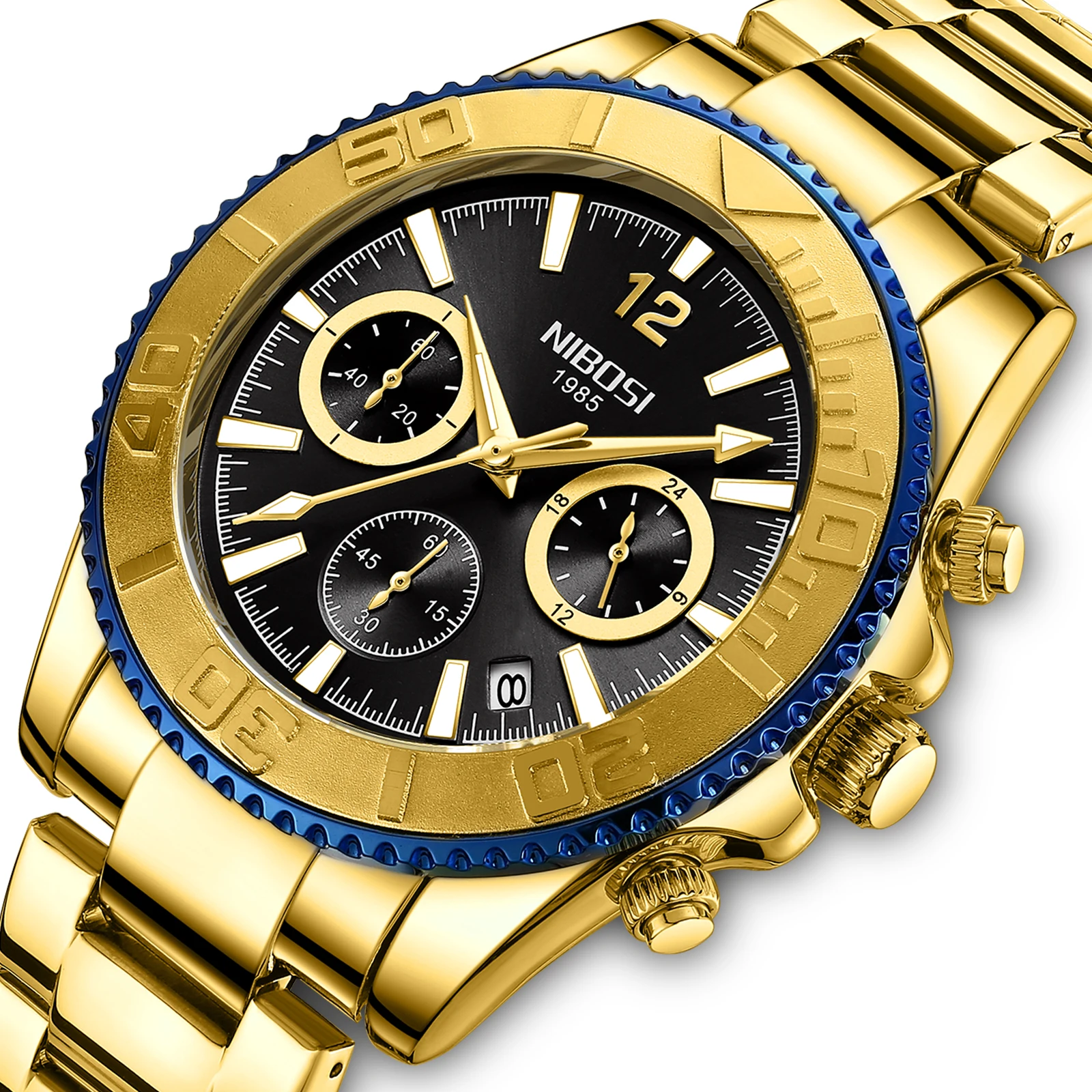 NIBOSI Modische Herrenuhr, Originalmarke, wasserdicht, Quarzuhr, Edelstahlarmband, automatisches Datum, Herren-Geschenkuhr für Männer