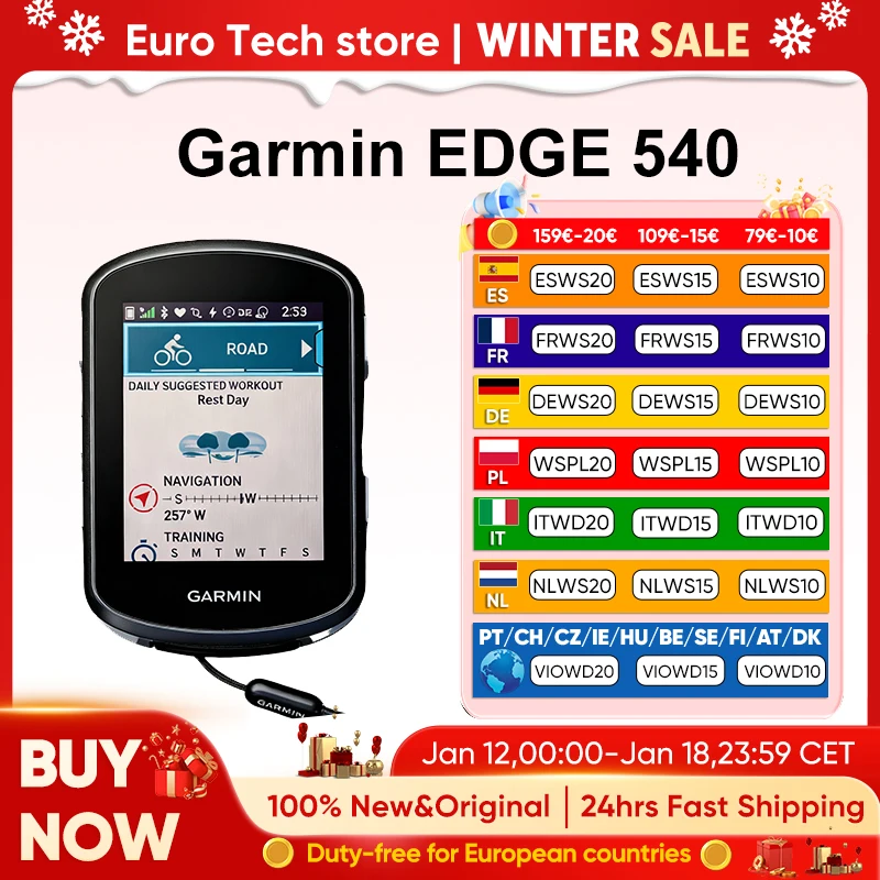 Computadora ciclista Garmin EDGE 540 GPS con entrenamiento adaptable y mapas a todo color