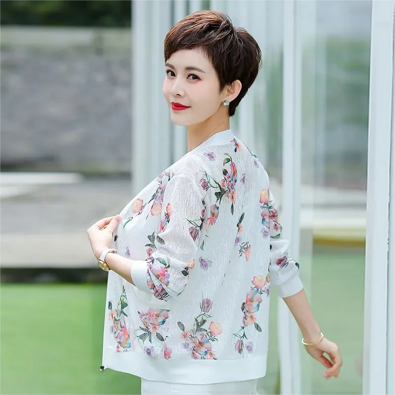 Chiffon Long-sleeved Sunscreen Short Coat Women's Summer New Air-conditioned Shirts Casual Baseball Uniforms Jackets