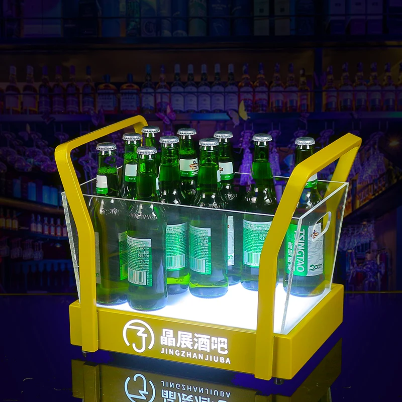 

Custom LED Ice Bucket Acrylic Beer Wine Cooler Bar Champagne Chiller with Logo - Personalized Drink Bucket for Parties Events
