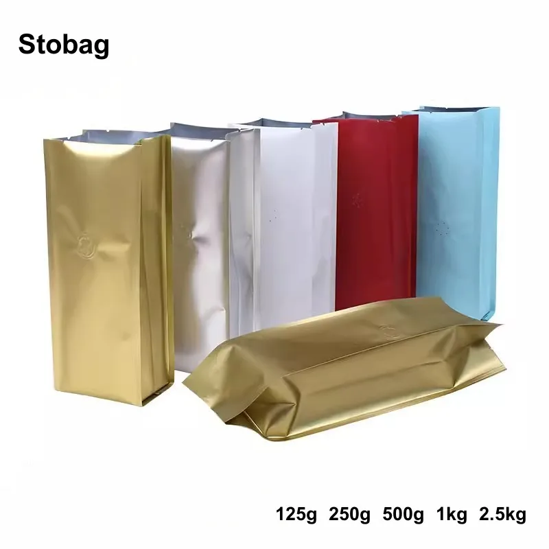 StoBag 20pcs Coffee Beans Packaging Bag with Valve Aluminum Foil Heat Sealed for Powder Food Nuts Tea Storage Reusable Pouches