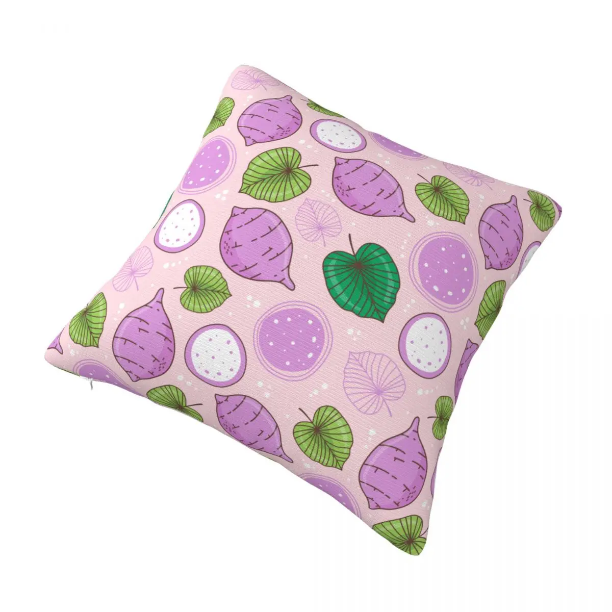 Decorative Pillow Covers Taro With Leaf On Pink Pastel Stuff Sofa Throw Pillow Case Cover Zipper Multi Size