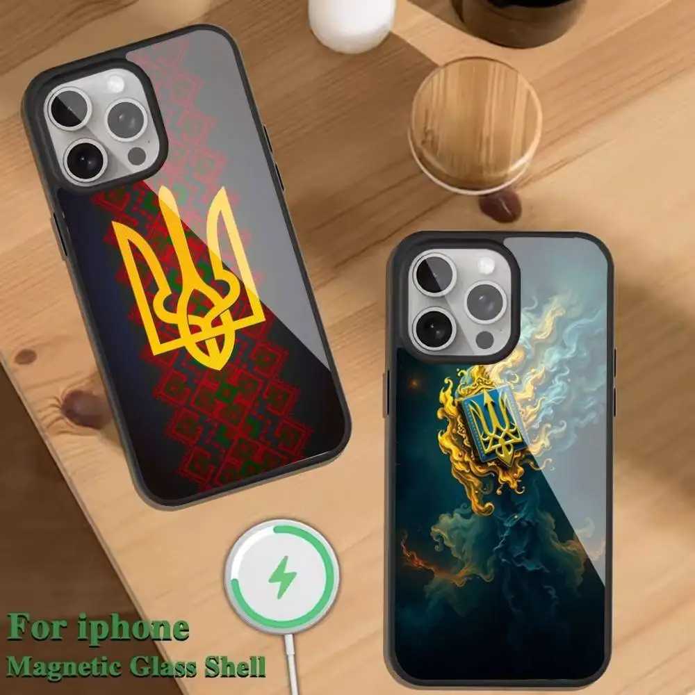 

Ukraine Ornament pattern Phone Case For Magnetic Wireless Charge Cover For iphone 16 15 14 13 12 11 Pro Max Plus Coque