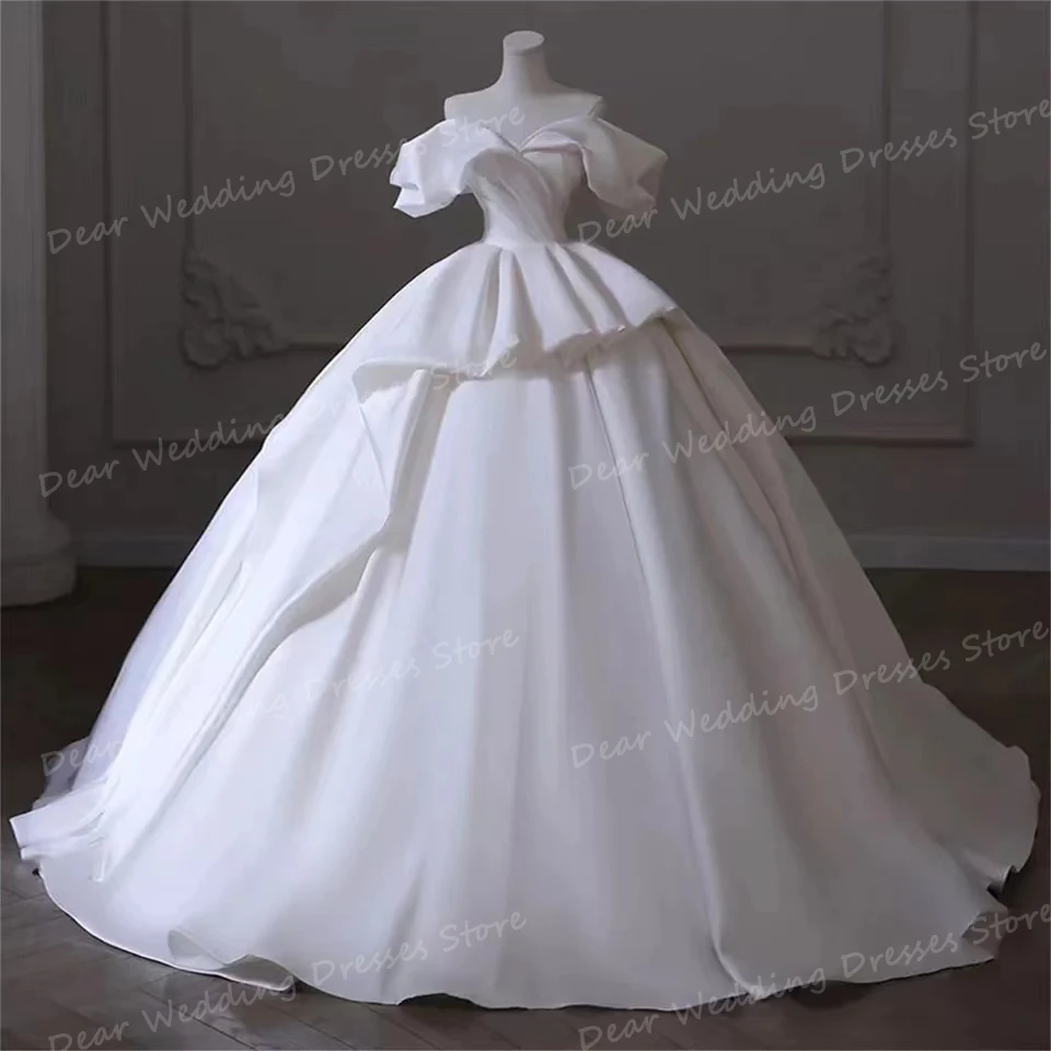 Robes de mariée simples en satin pour femmes, robe de mariée élégante, robe de mariée éducative pour les patients, tout ce qui est sexy, plissé, princesse