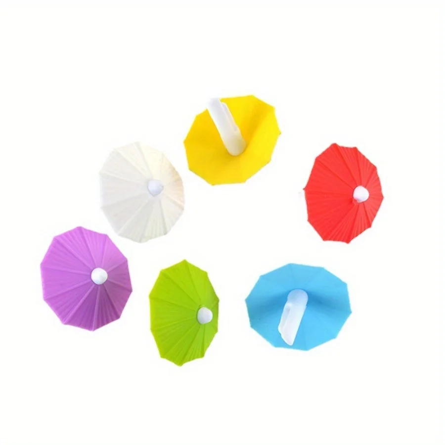 1Set Random Creative Umbrella Wine Glass Markers, Silicone Umbrella Type Red Wine Glass Recognizer Cup Differentiator Label