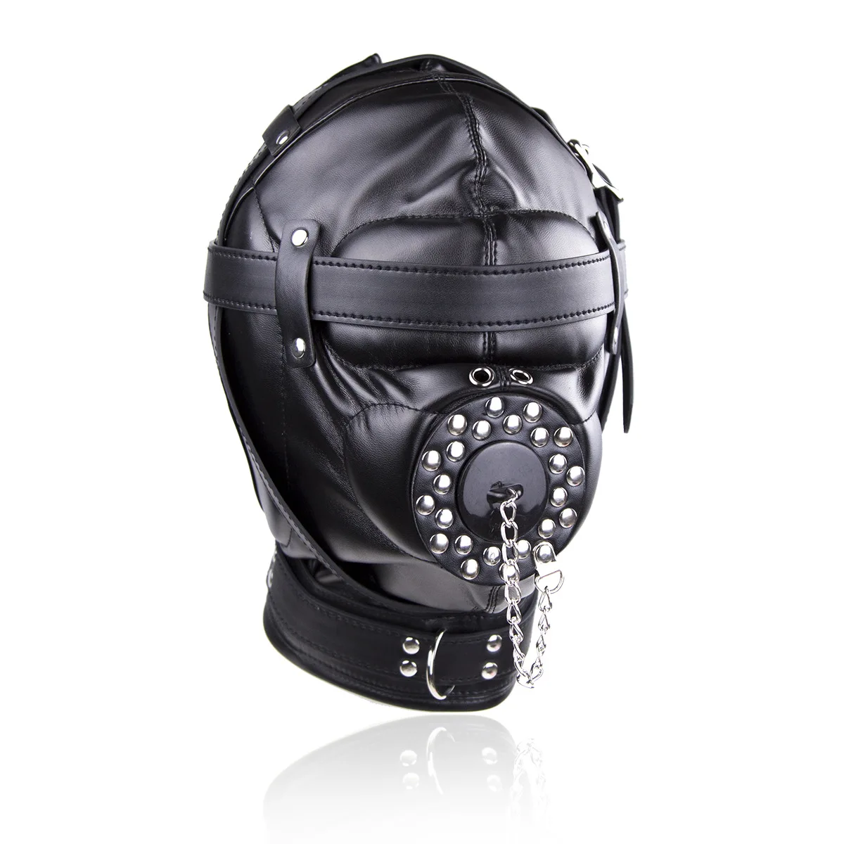 

Unisex Multicolor Fetish Cosplay Leather Full Face Head Cover Punk Style Patent Leather Mask Halloween Party Mysterious Mask
