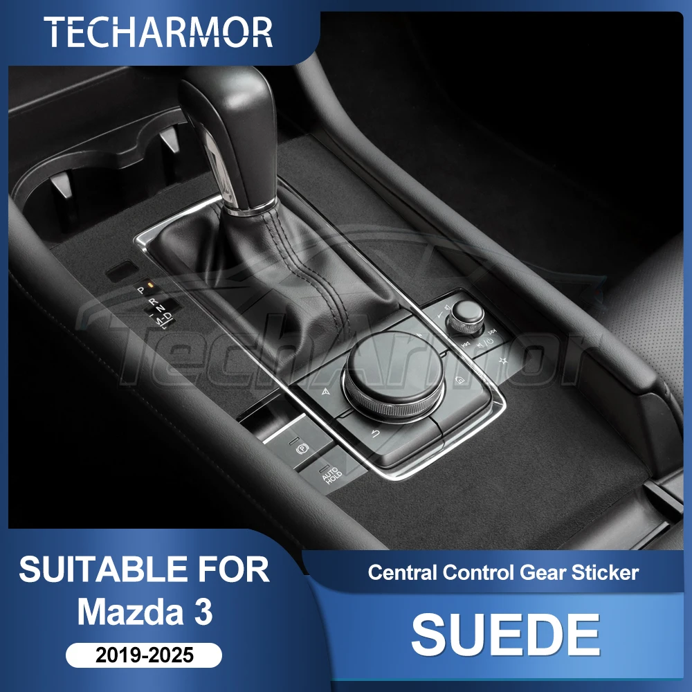 Para Mazda 3 Axela 2019 2020 2021 2022 2023 2024 2025, Panel de Cambio de Marchas de la Consola Central, Adhesivo de Gamuza Superior, Decoración Interior del Automóvil