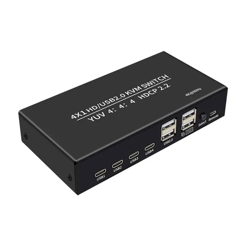 

ABGB-For PC Share Monitor Mouse Keyboard Port Compatible 4K 60Hz KVM Switch 4X1 2X1 Switcher USB Selector