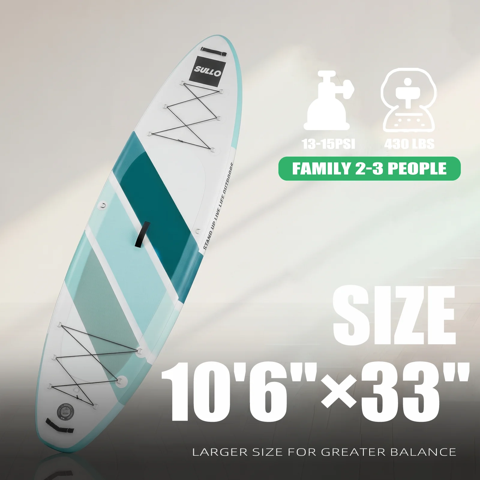 Image of EGGORY 10 Fuß 6 Zoll aufblasbares Stand-Up-Paddleboard, extra breites und stabiles iSUP-Board, geeignet für Familienreisen mit Erwachsenen, Yoga und Wassersportzubehör.