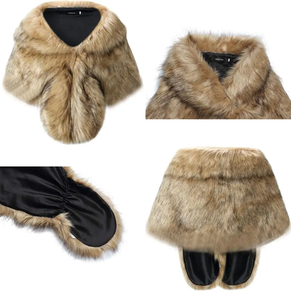 

Winter Wedding Faux Fur Shawl Wrap Stole Cover Up for Bridal Occasions