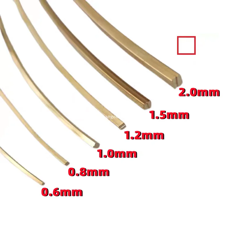 0.4mm 0.6mm 0.8mm Square Copper Wire Half Hard Soft Gold Brass Metal Wire for Jewelry Beading Hand Craft Work DIY Accessories